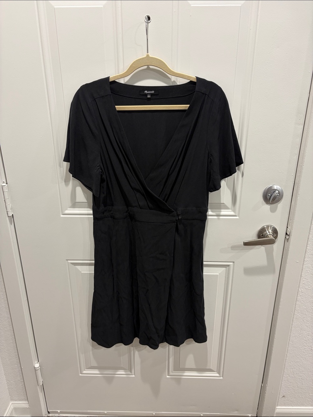 Madewell Black V-Neck Wrap Mini Dress